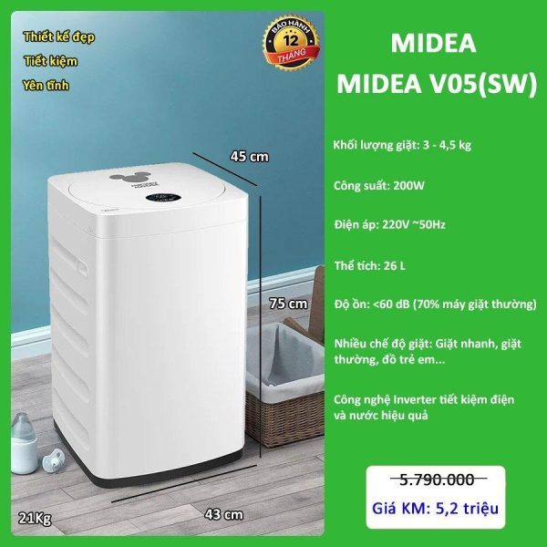 Máy giặt mini Midea V05 - SW - Hình ảnh 6