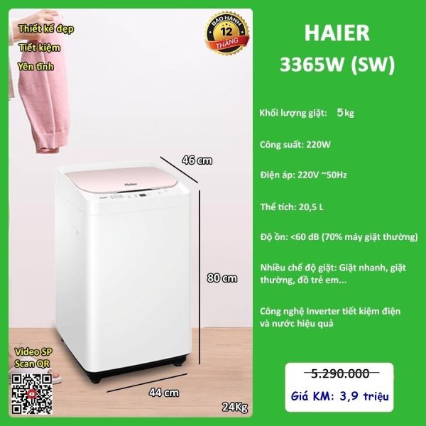 Máy Giặt Mini Haier 3365W (SW) - Hình ảnh 4