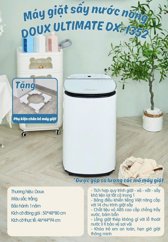 Máy Giặt Sấy Nước Nóng Doux Ultimate DX-1352