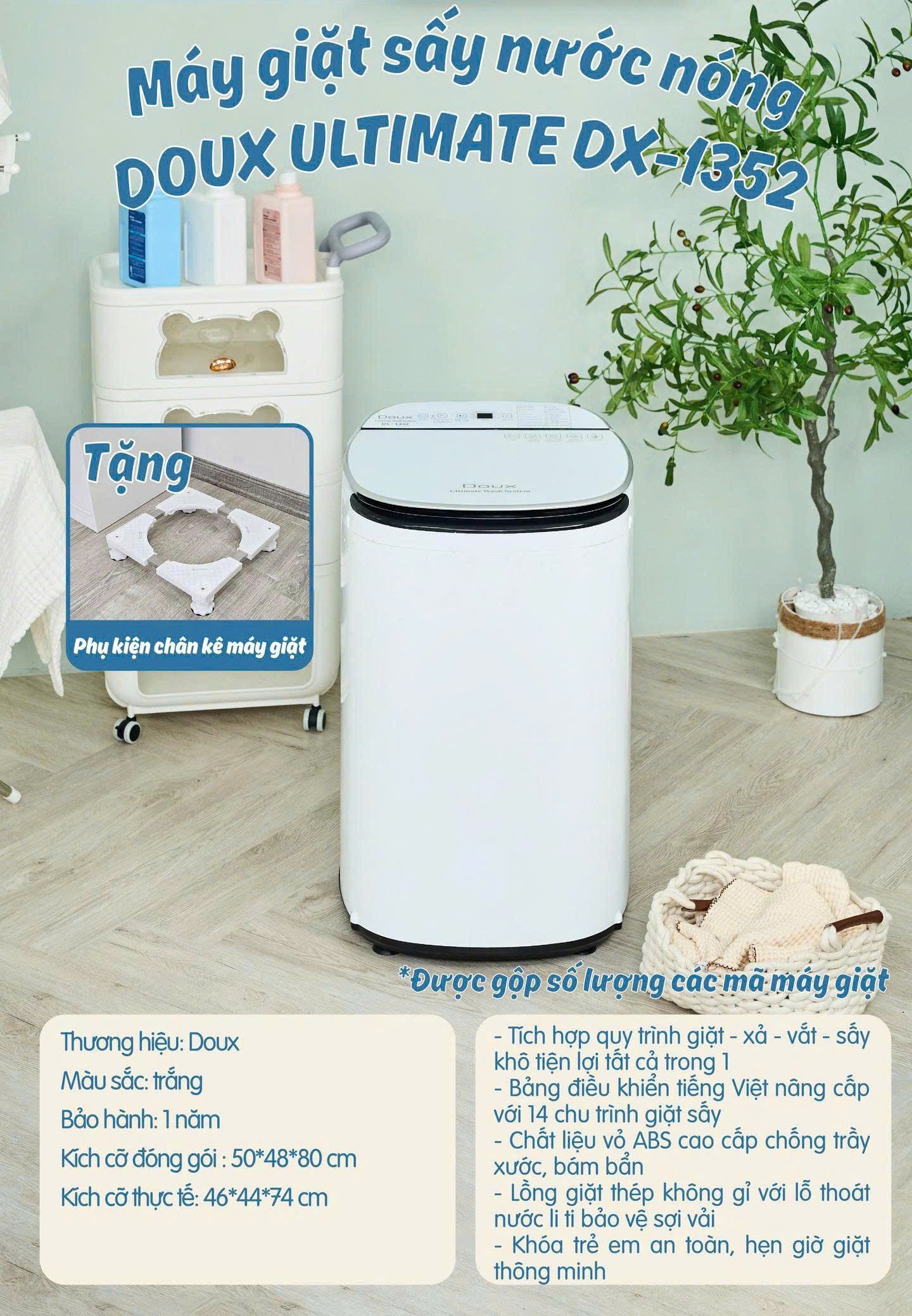 Máy Giặt Sấy Nước Nóng Doux Ultimate DX-1352 - Ảnh 18